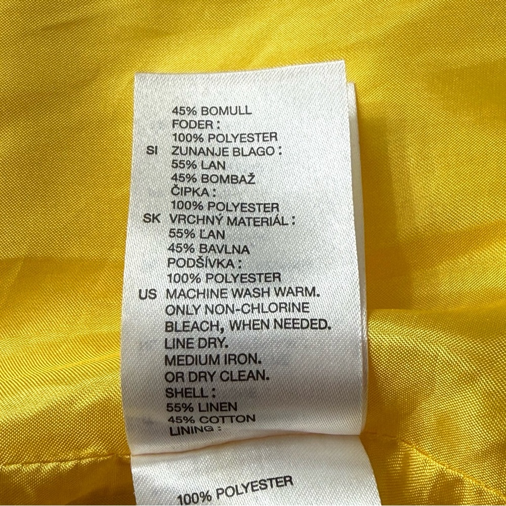 H&M Women's Vintage Style Textured Weave 3/4 Sleeve Cropped Jacket, Yellow, Sz 6 - Picture 9 of 10